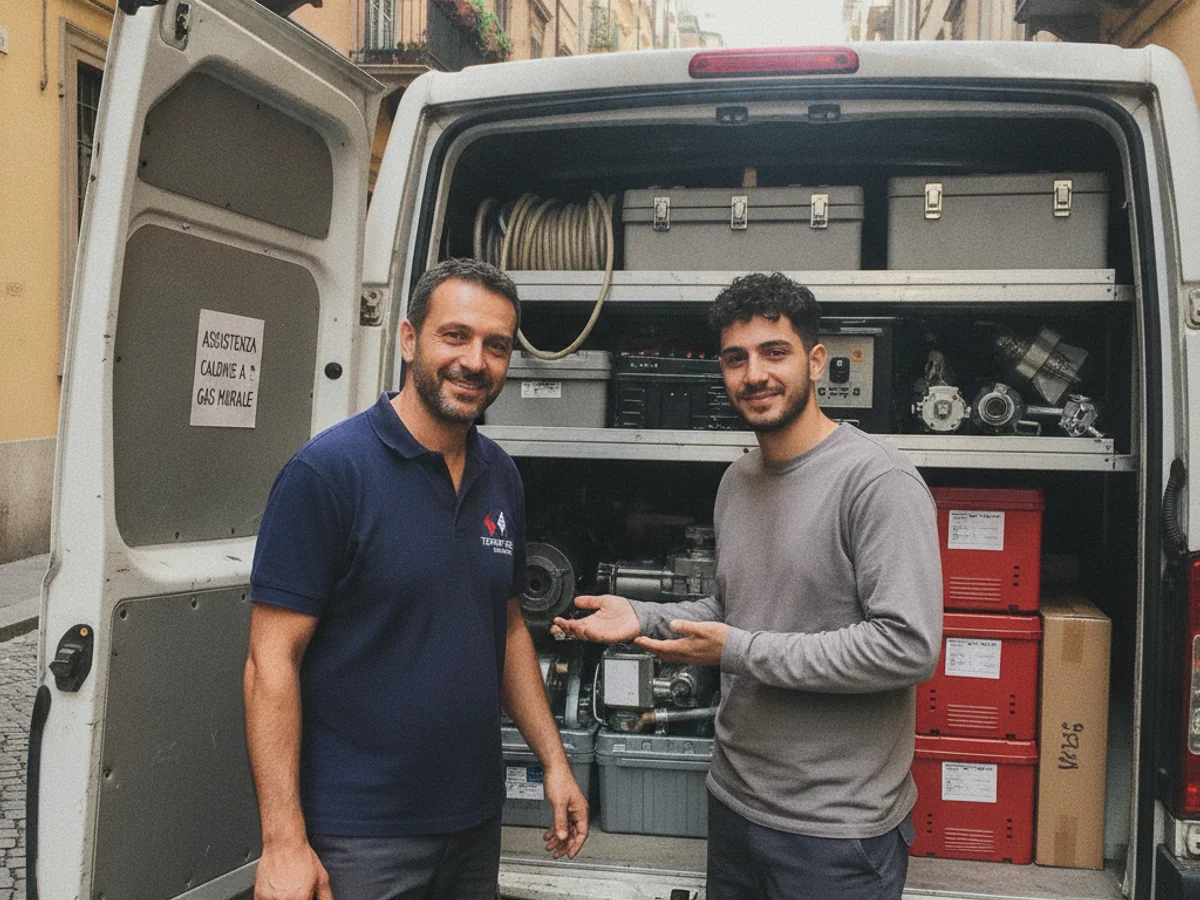 Tecnici di Assistenza Vaillant Caldaie con il furgone del servizio